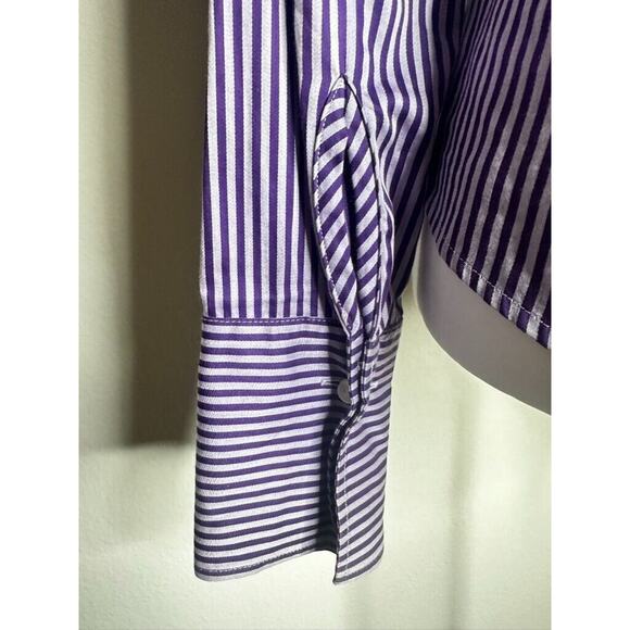 Charles Tyrwhitt Woman Jermyn Street US Size 6 Purple Striped Button Down Shirt - Picture 10 of 13